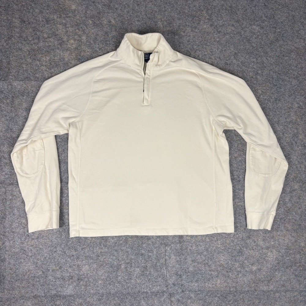 Vintage Polo Ralph Lauren Sweater XL Quarter Zip Cream Pullover 100% Cotton